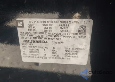 2017 Chevrolet Equinox Ls z USA, uszkodzony, nr VIN 2GNALBEK9H1562617